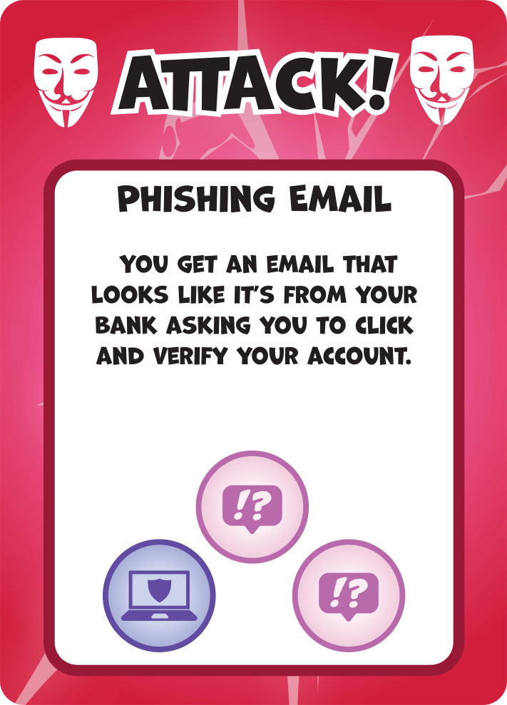 Hack Attack: Defense Attack card, Phishing Email